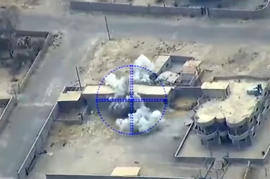 Российский дрон наводит артудары по террористам в Сирии